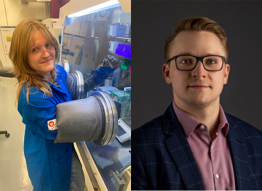 Side by side head shots of student Rachel Mander &amp;amp; Prof. Maciej Korzynski