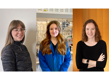 Side by side portraits of Alex Gabbey, Katie Scotchburn and Sophie Rousseaux