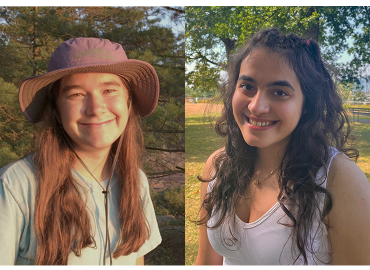 Side by side head shots of two graduate students, Sasha Woolcott and Kimia Hosseini.